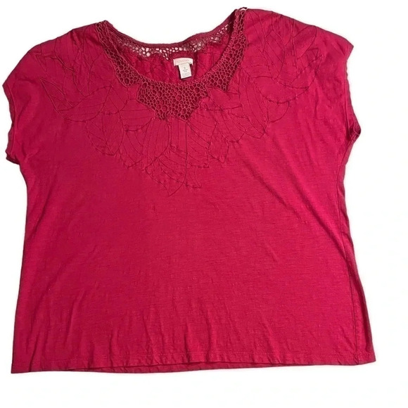 Chico's Tops - Chicos Fuchsia Pink T-shirt Beachy Crotched neckline Boxy Barbie